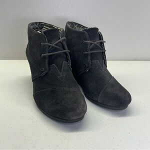 Tom’s Women’s Dark Gray Desert Wedge Booties Shoes - Size 7
